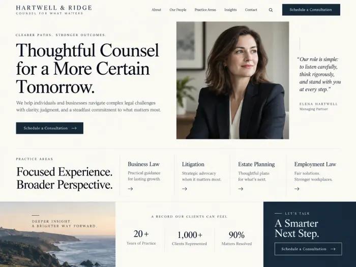 Sample legal services website homepage